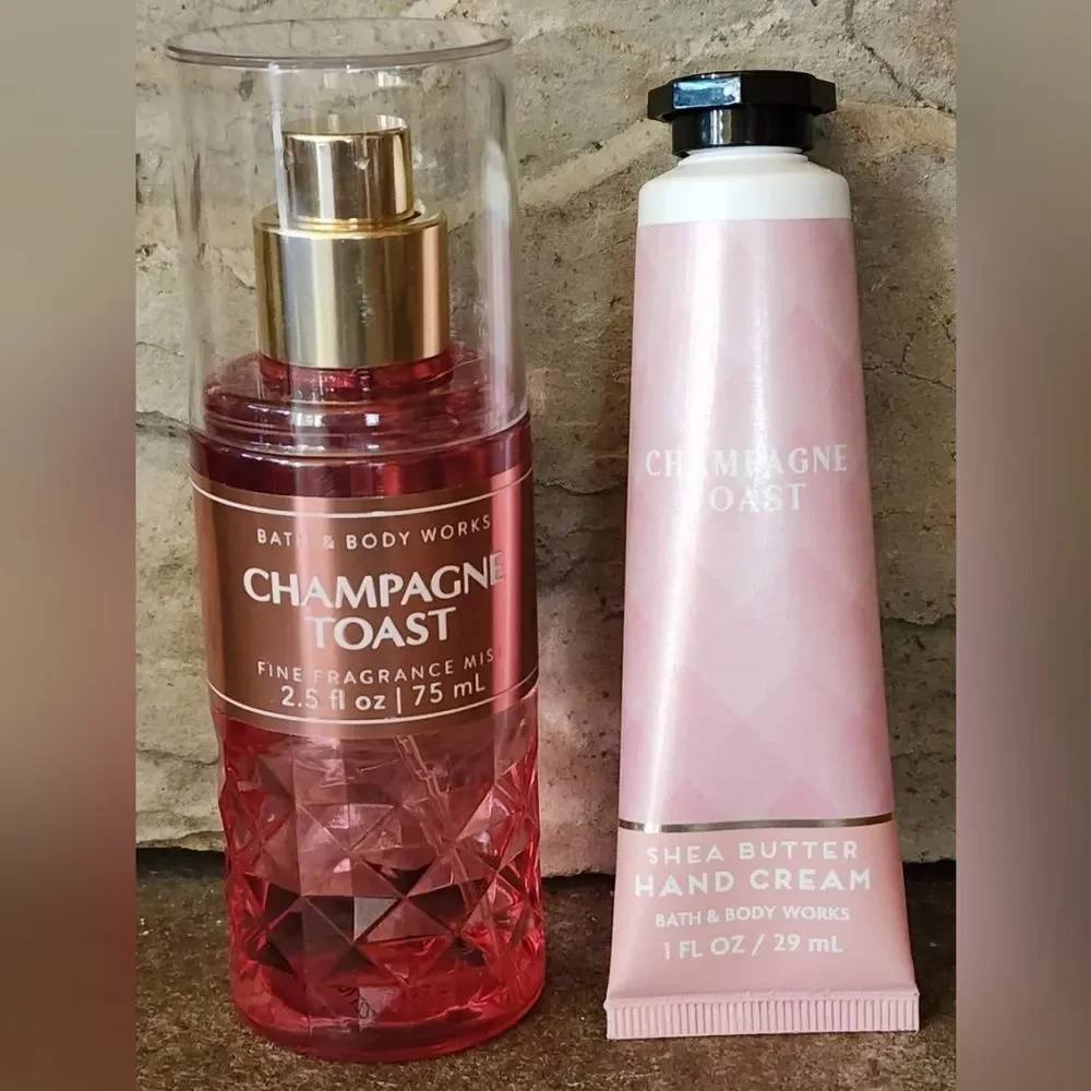 Bundle Bath & Body Works Champagne Toast Travel Size Fragrance Mist & Hand Cream